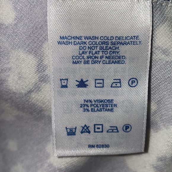 LANDS’ END Navy Blue White Floral Elbow Sleeve Midi Dress-XS - Picture 8 of 8